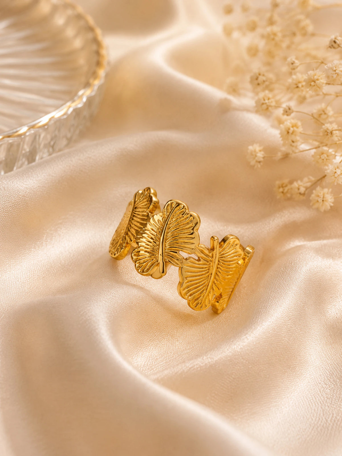 Golden Butterfly Breeze Adjustable Ring