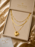 3 Layer Chain Pendant Necklace – Golden Heart