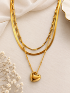 3 Layer Chain Pendant Necklace – Golden Heart