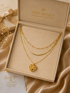 Golden Heart Layered Chain Necklace