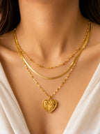 Golden Heart Layered Chain Necklace