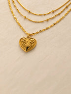 Golden Heart Layered Chain Necklace