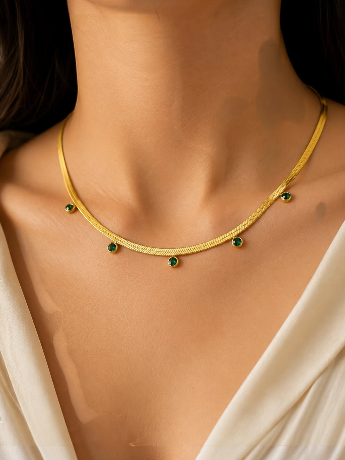 Emerald Grace Gold Chain Necklace