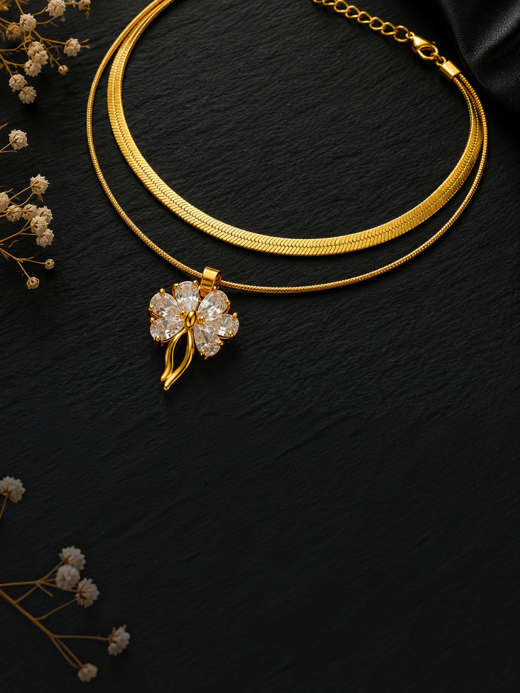 Golden Bloom Dual Layer Necklace