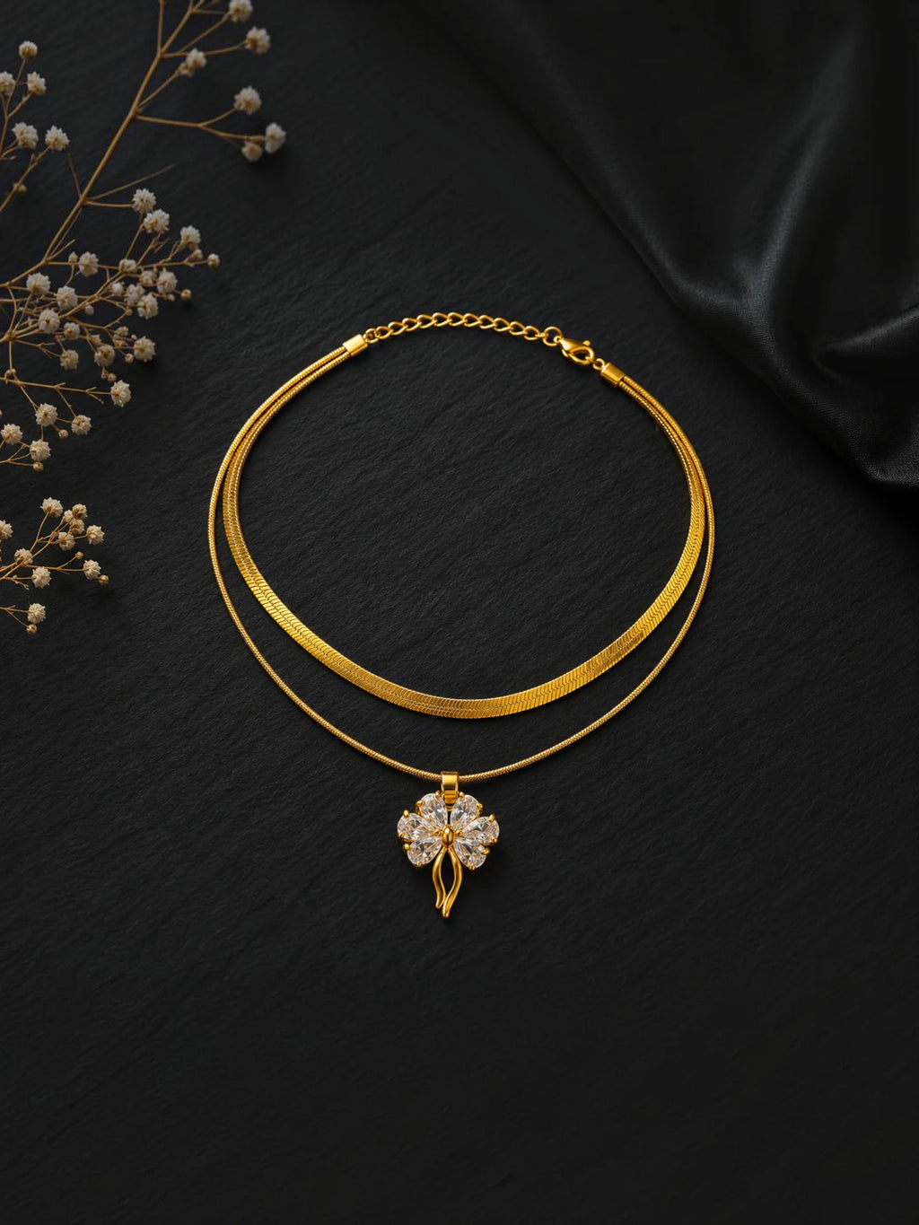 Golden Bloom Dual Layer Necklace
