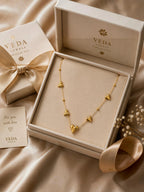 Golden Heart Trio Charm Necklace