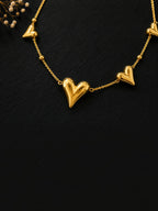 Golden Heart Trio Charm Necklace