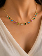 Golden Rainbow Gemstone Bead Necklace