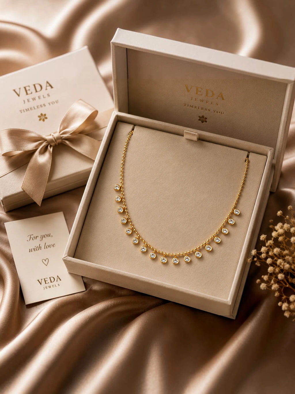Golden Crystal Drop Bead Chain