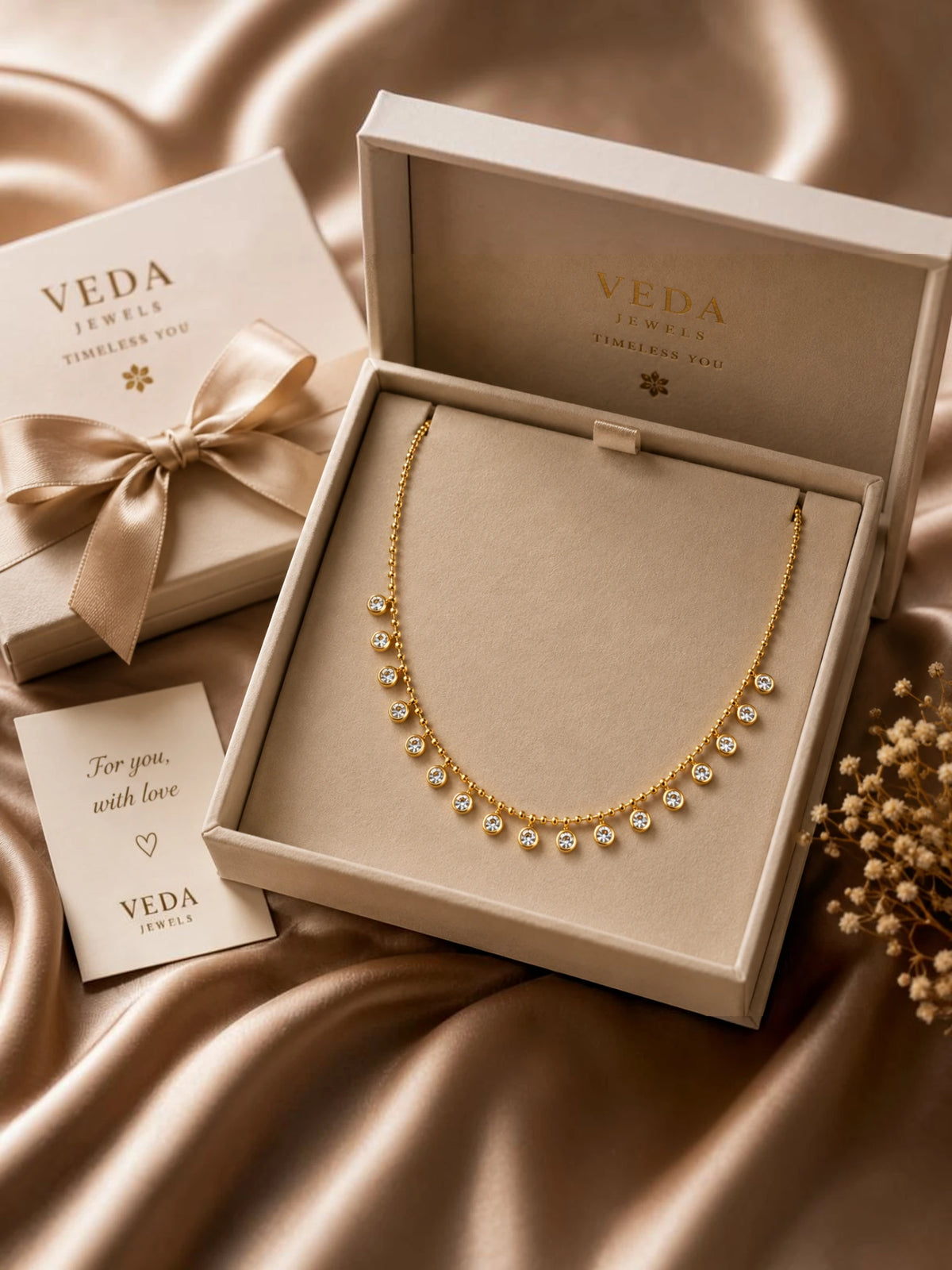 Golden Crystal Drop Bead Chain