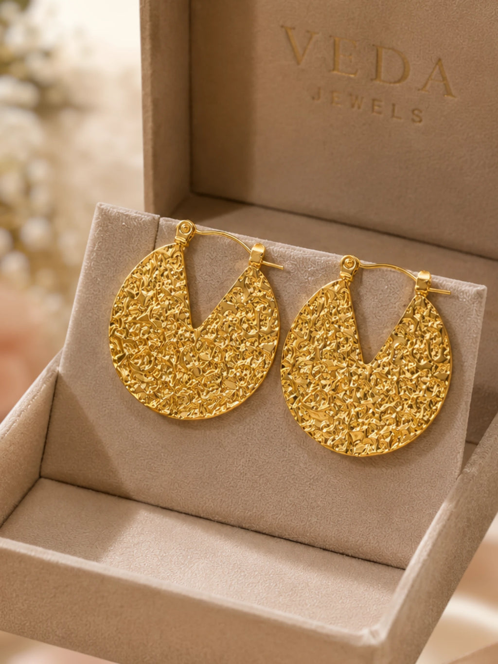 Textured Gold Statement Hoop Earrings