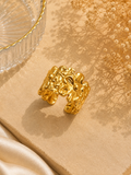 Golden Floral Bloom Adjustable Ring