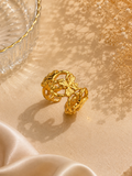 Golden Floral Open Cuff Ring