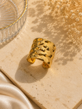 Golden Hammered Open Cuff Ring