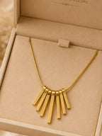 Golden Cascade Bar Pendant Necklace