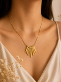 Golden Cascade Bar Pendant Necklace