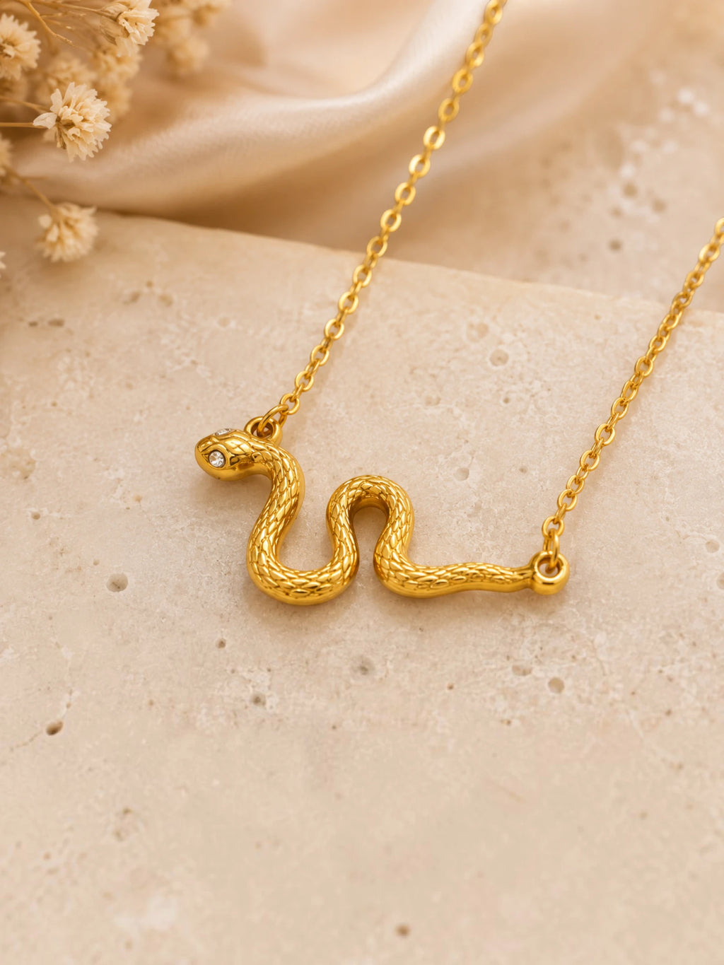 Golden Snake Pendant Necklace