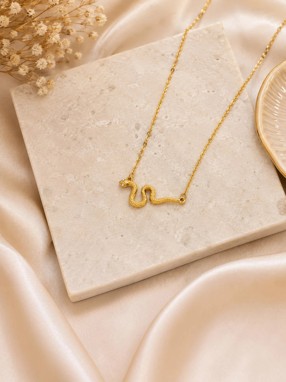 Golden Snake Pendant Necklace