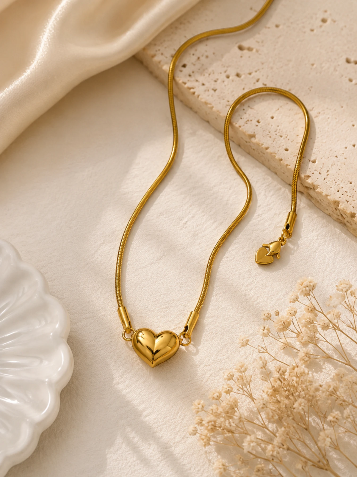 Golden Heart Pendant Necklace