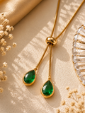 Emerald Drop Slider Necklace