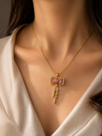Blush Bow Pendant Necklace