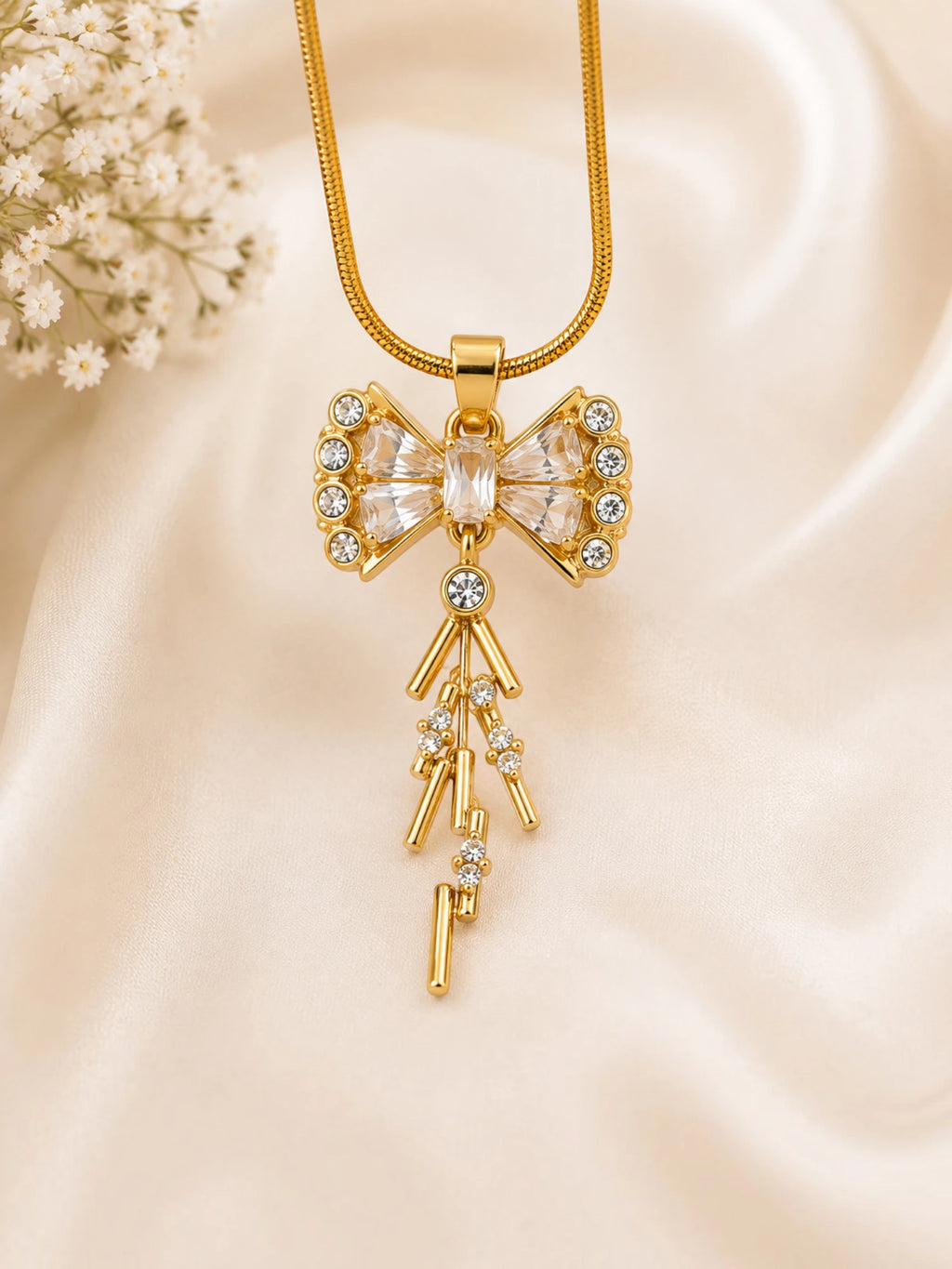 Crystal Bow Pendant Necklace