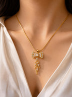 Crystal Bow Pendant Necklace