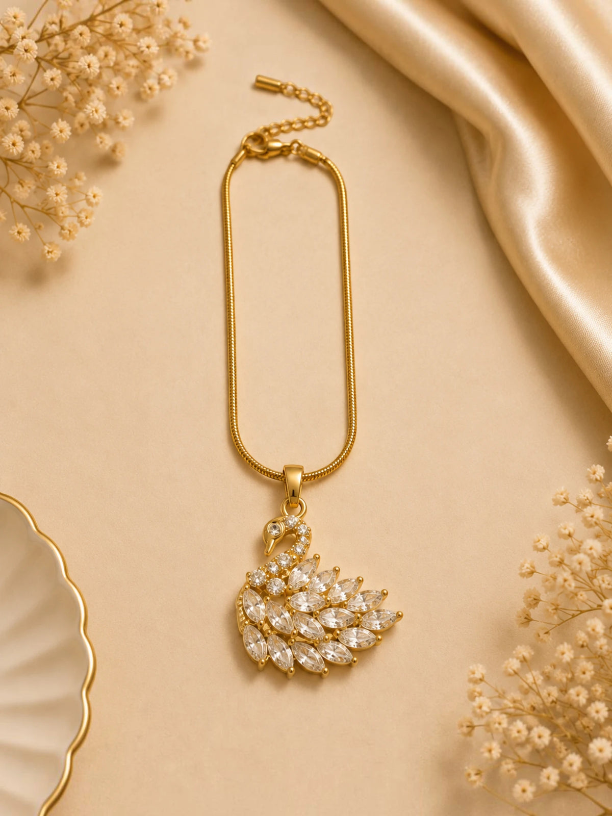Crystal Swan Pendant Necklace