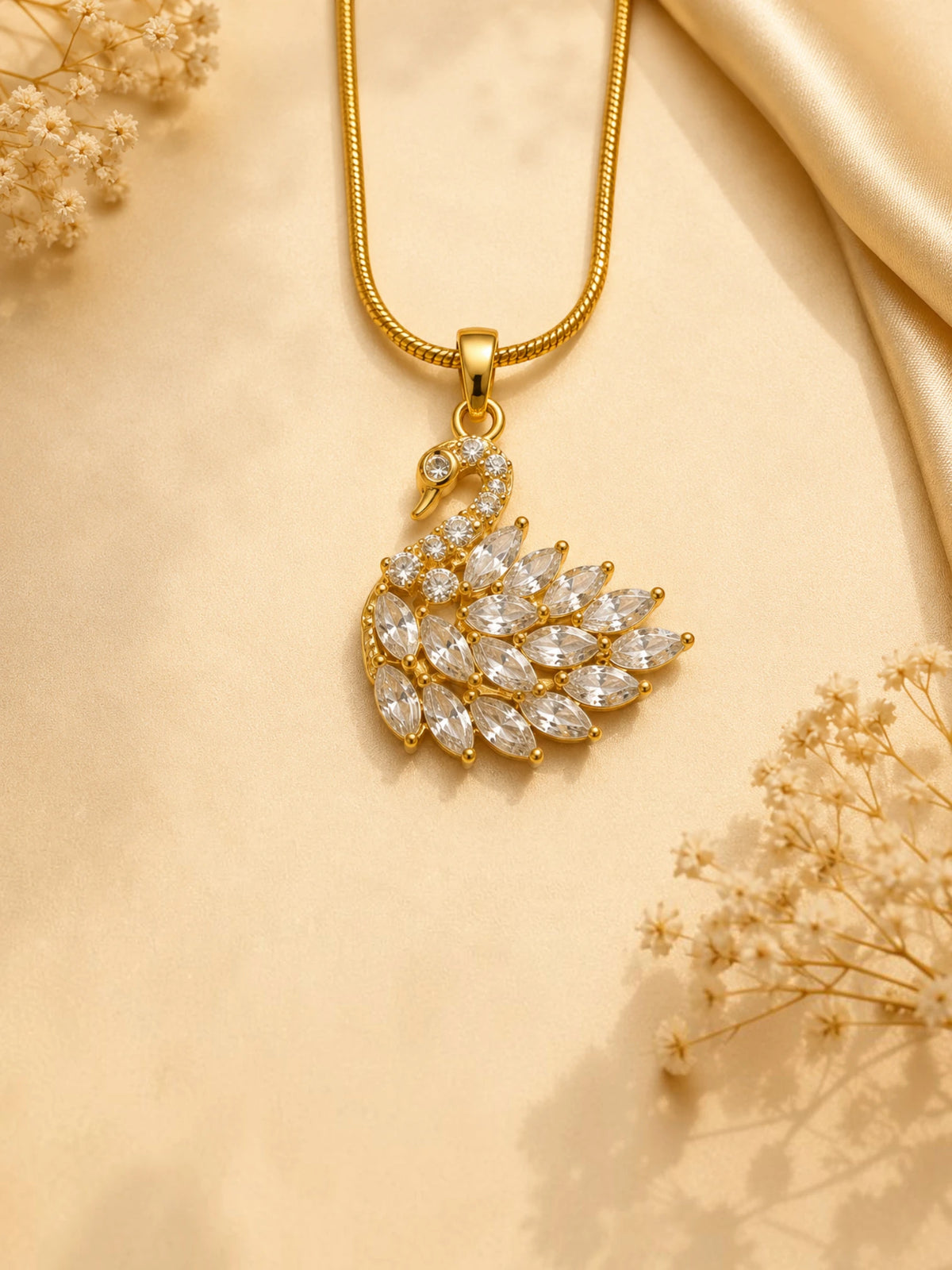 Crystal Swan Pendant Necklace