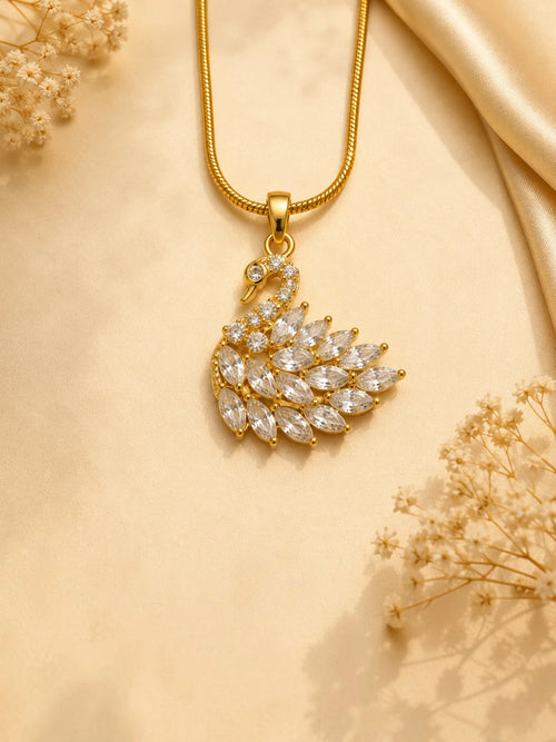 Crystal Swan Pendant Necklace