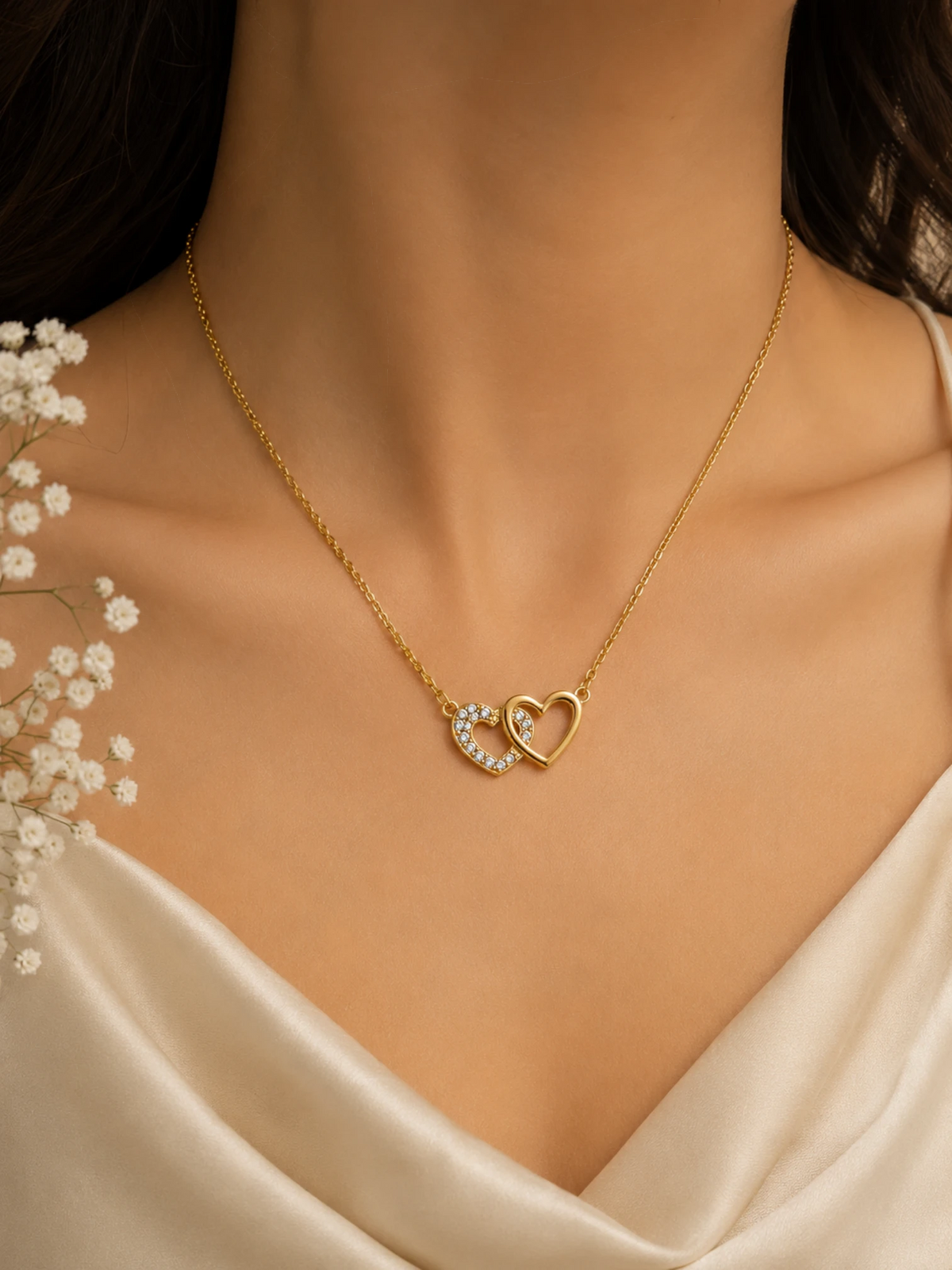 Eternal Twin Heart Pendant Necklace