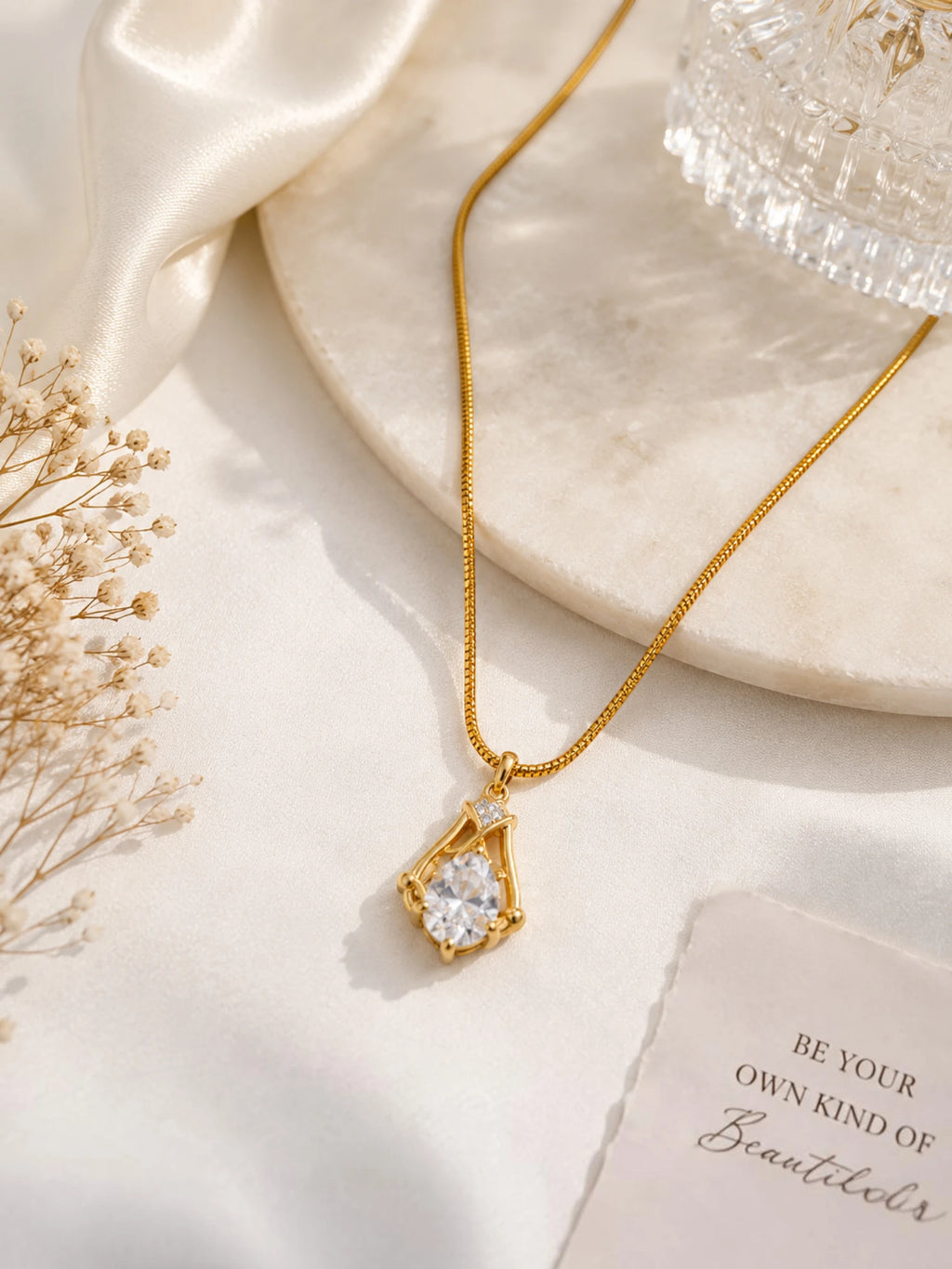 Aurora Solitaire Drop Pendant Necklace