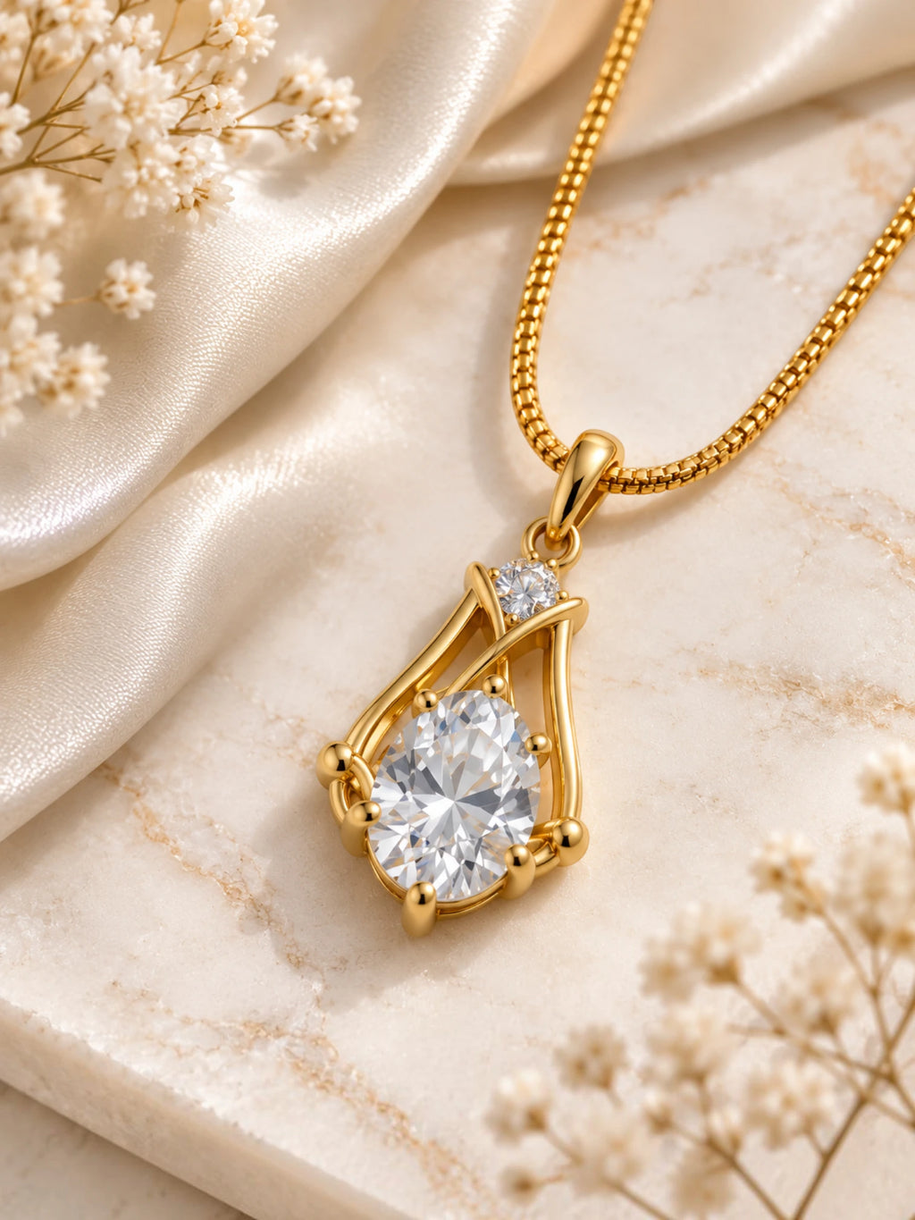 Aurora Solitaire Drop Pendant Necklace
