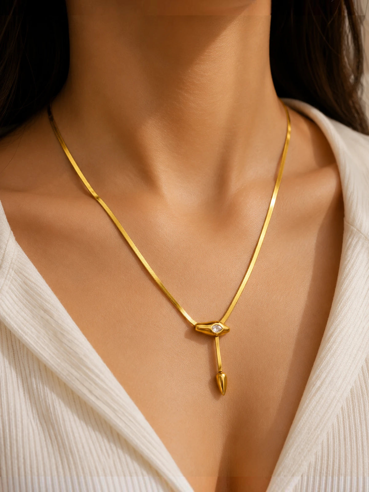 Luna Evil Eye Drop Pendant Necklace
