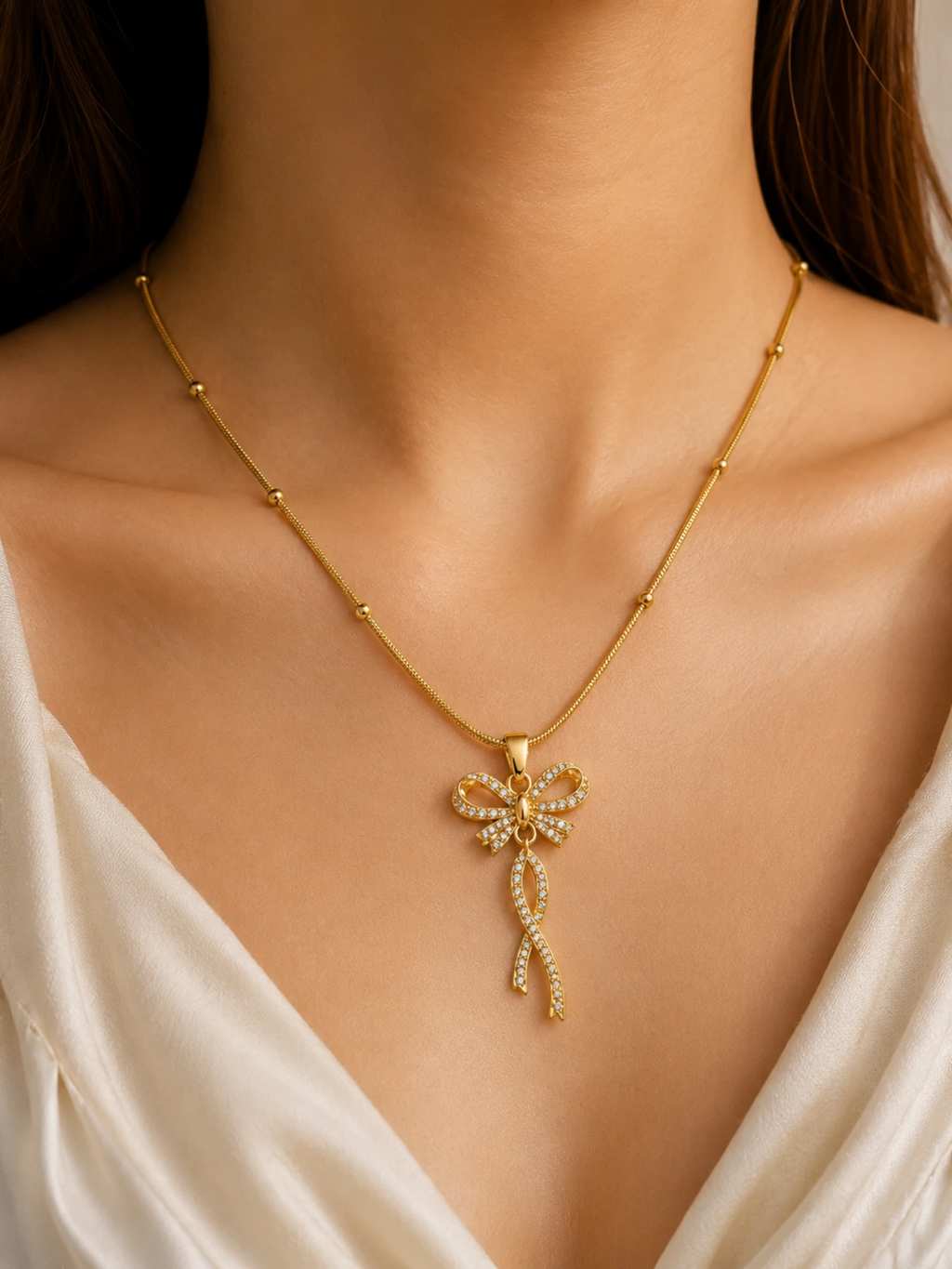 Celeste Bow Pendant Necklace
