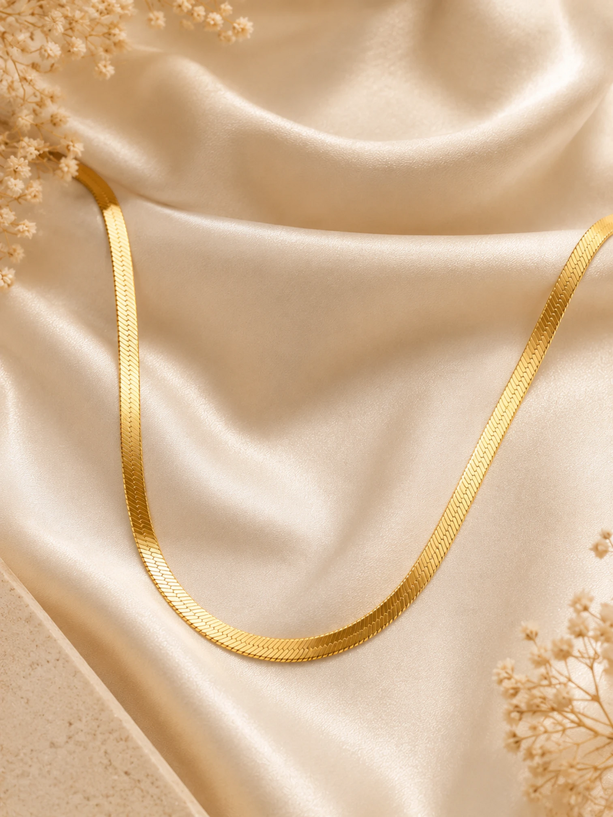 Gold Herringbone Necklace – 18K Gold Plated Anti Tarnish Chain