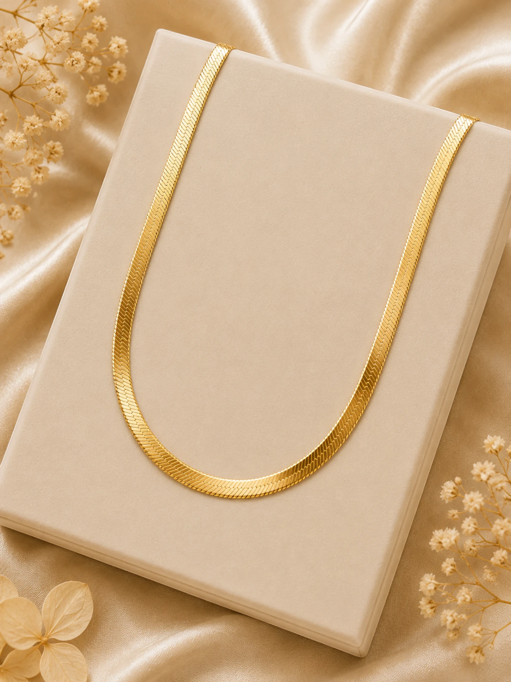 Gold Herringbone Necklace – 18K Gold Plated Anti Tarnish Chain