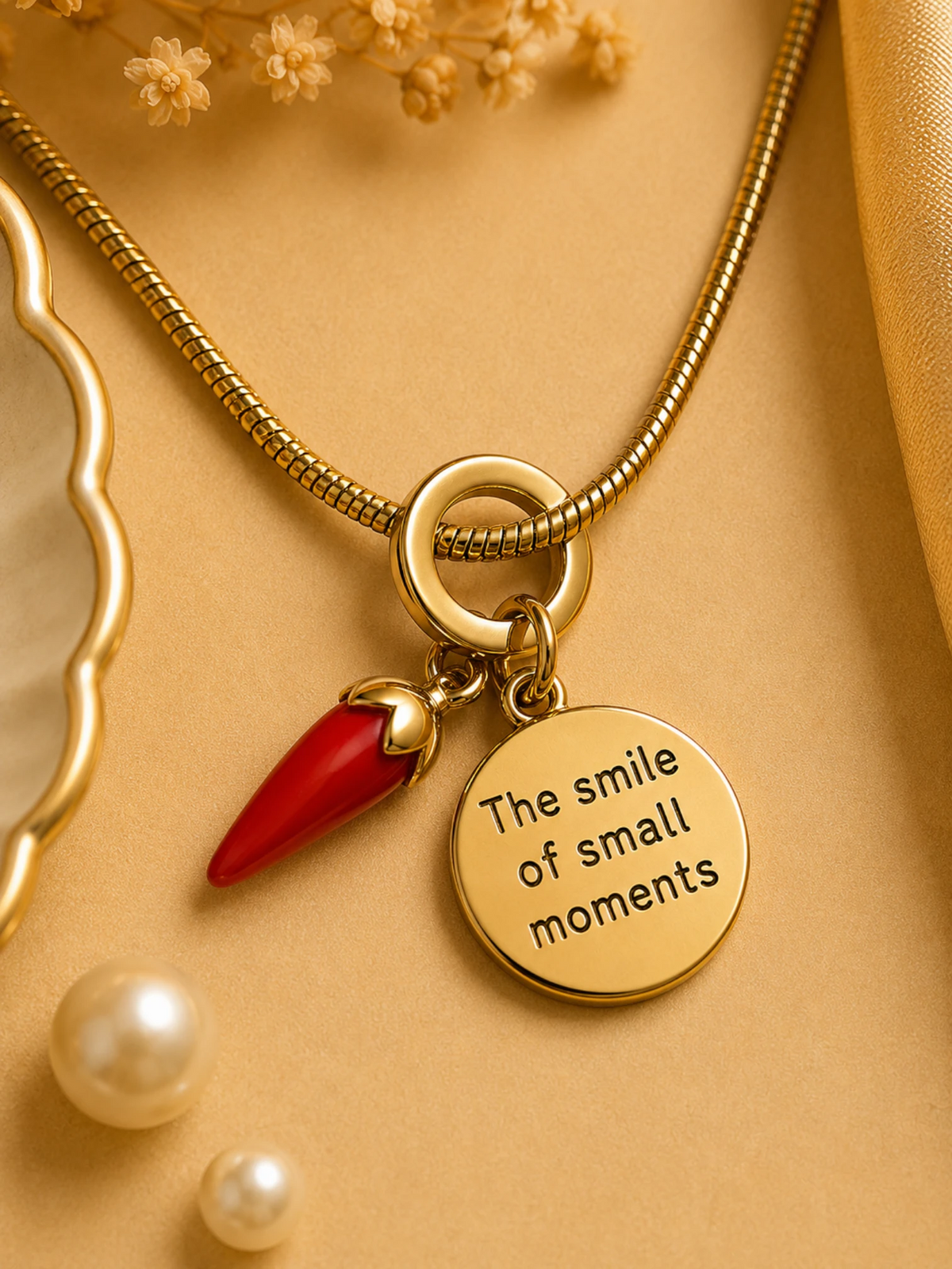 Red Horn Charm Pendant Necklace