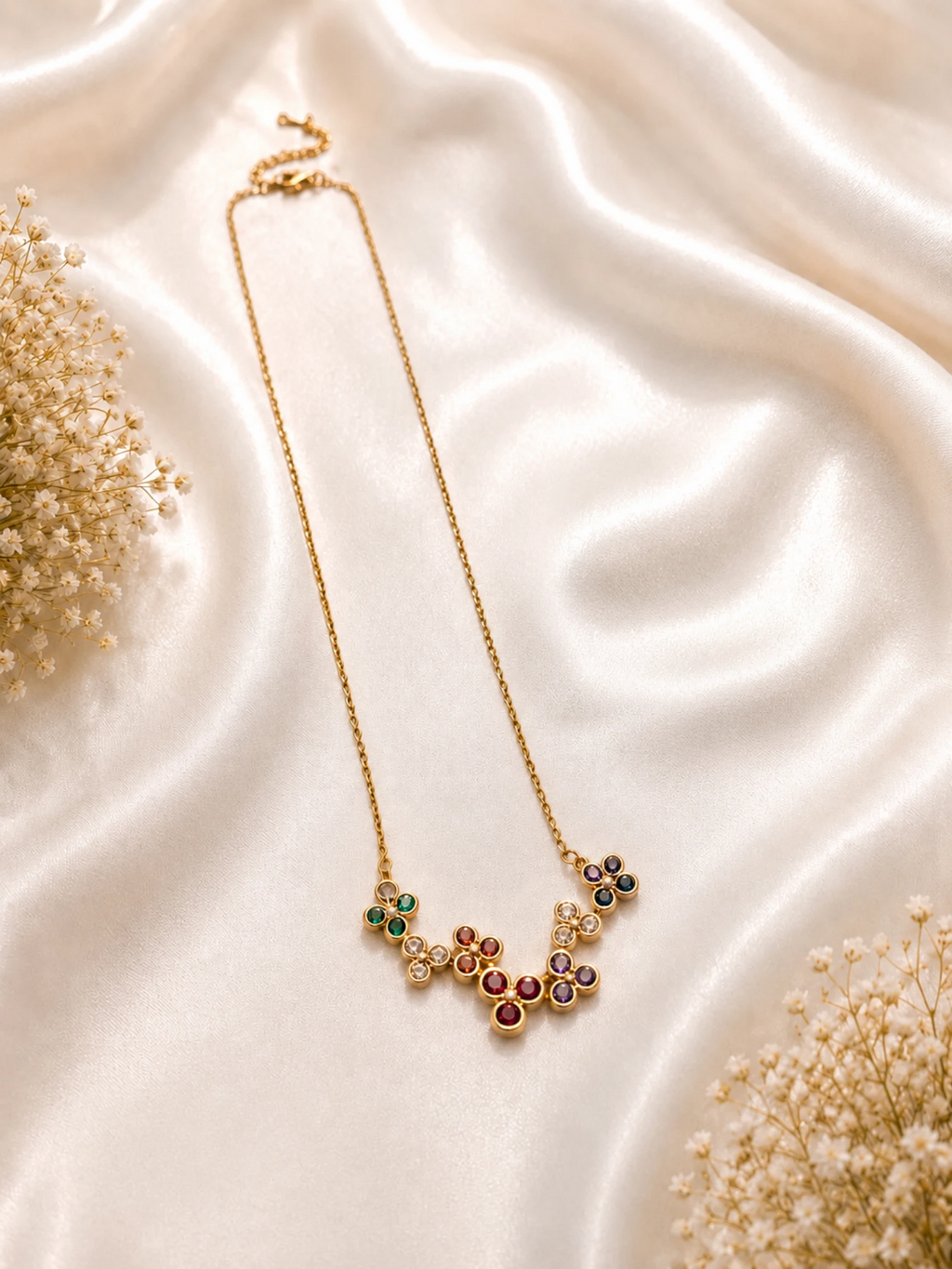 Multicolor Floral Pendant Necklace