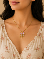 Pink Bow Charm Pendant Necklace