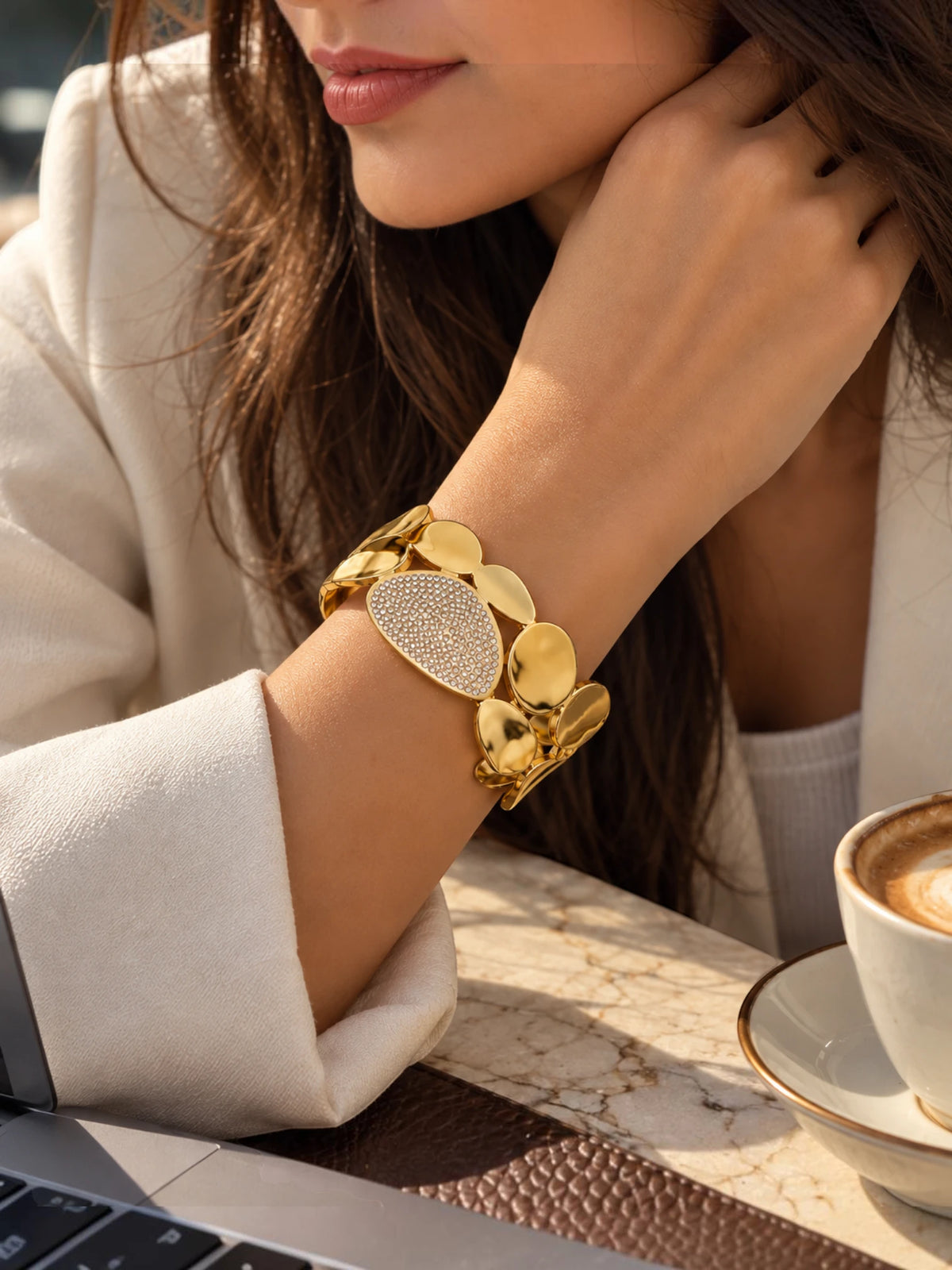 Golden Petal Statement Cuff – 2.6 & 2.8