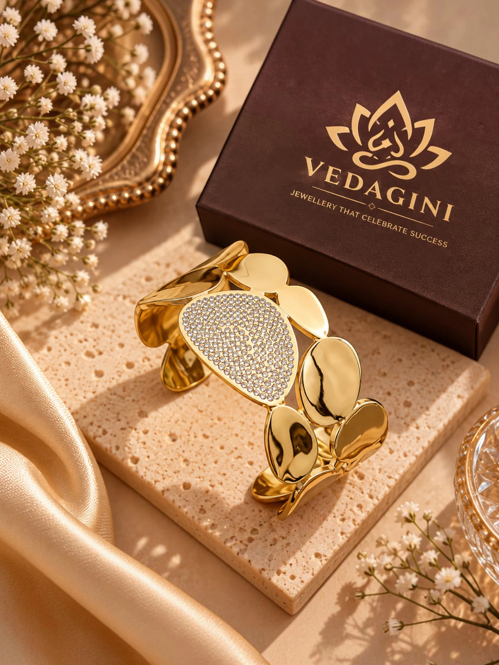 Golden Petal Statement Cuff – 2.6 & 2.8
