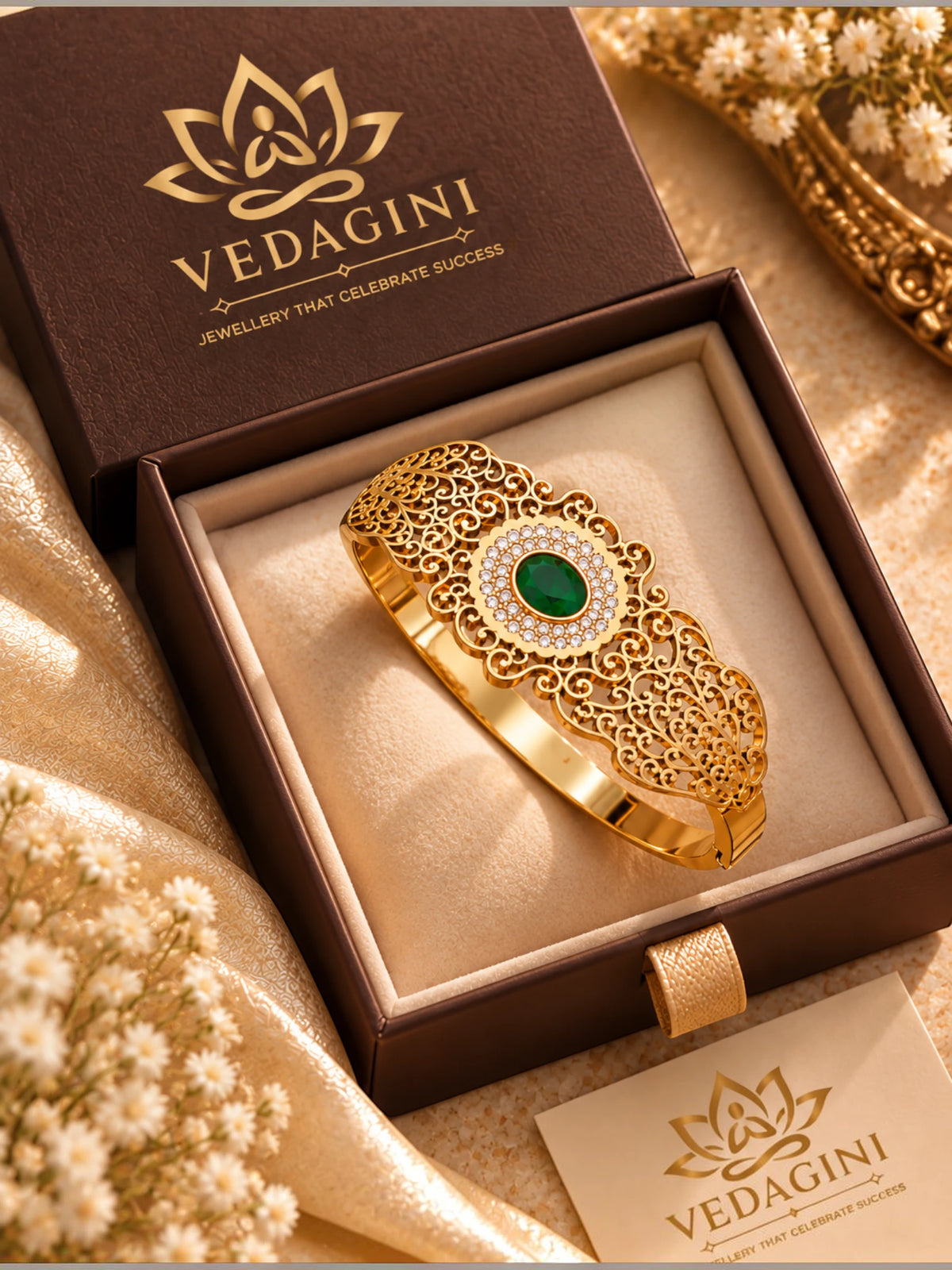 Royal Emerald Filigree Bracelet – 2.6 & 2.8