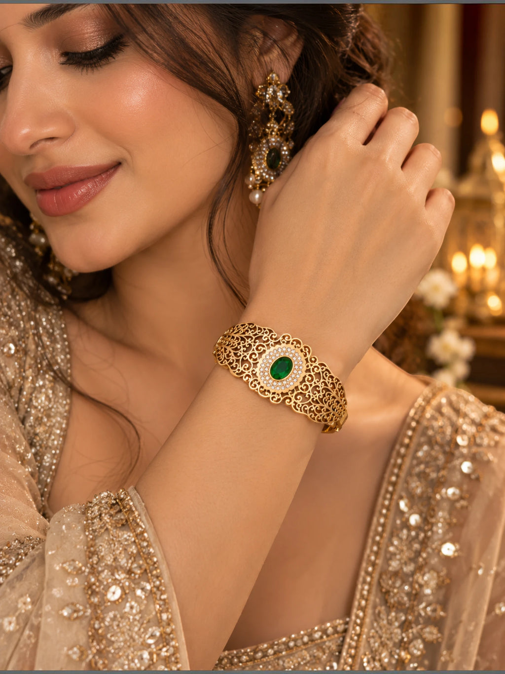 Royal Emerald Filigree Bracelet – 2.6 & 2.8