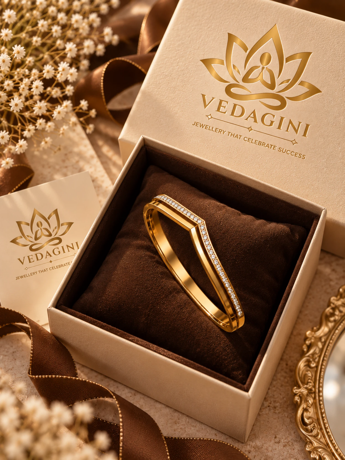Geometric Sparkle Gold Bracelet - 2.6 & 2.8