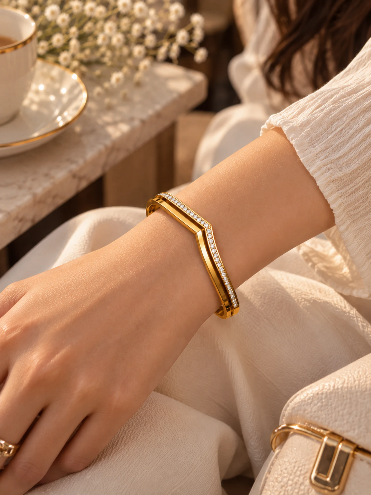 Geometric Sparkle Gold Bracelet - 2.6 & 2.8