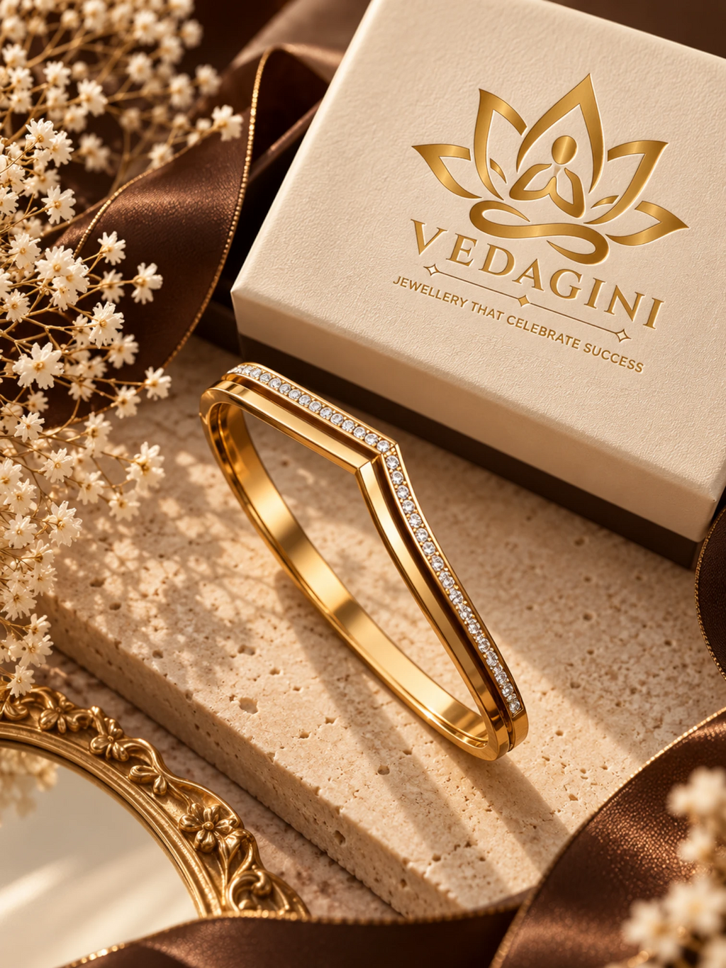 Geometric Sparkle Gold Bracelet - 2.6 & 2.8
