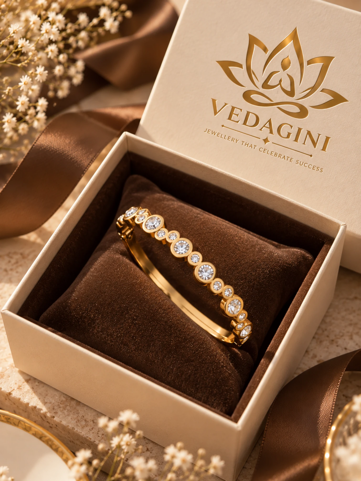 Geometric Crystal Gold Bracelet – 2.6 & 2.8