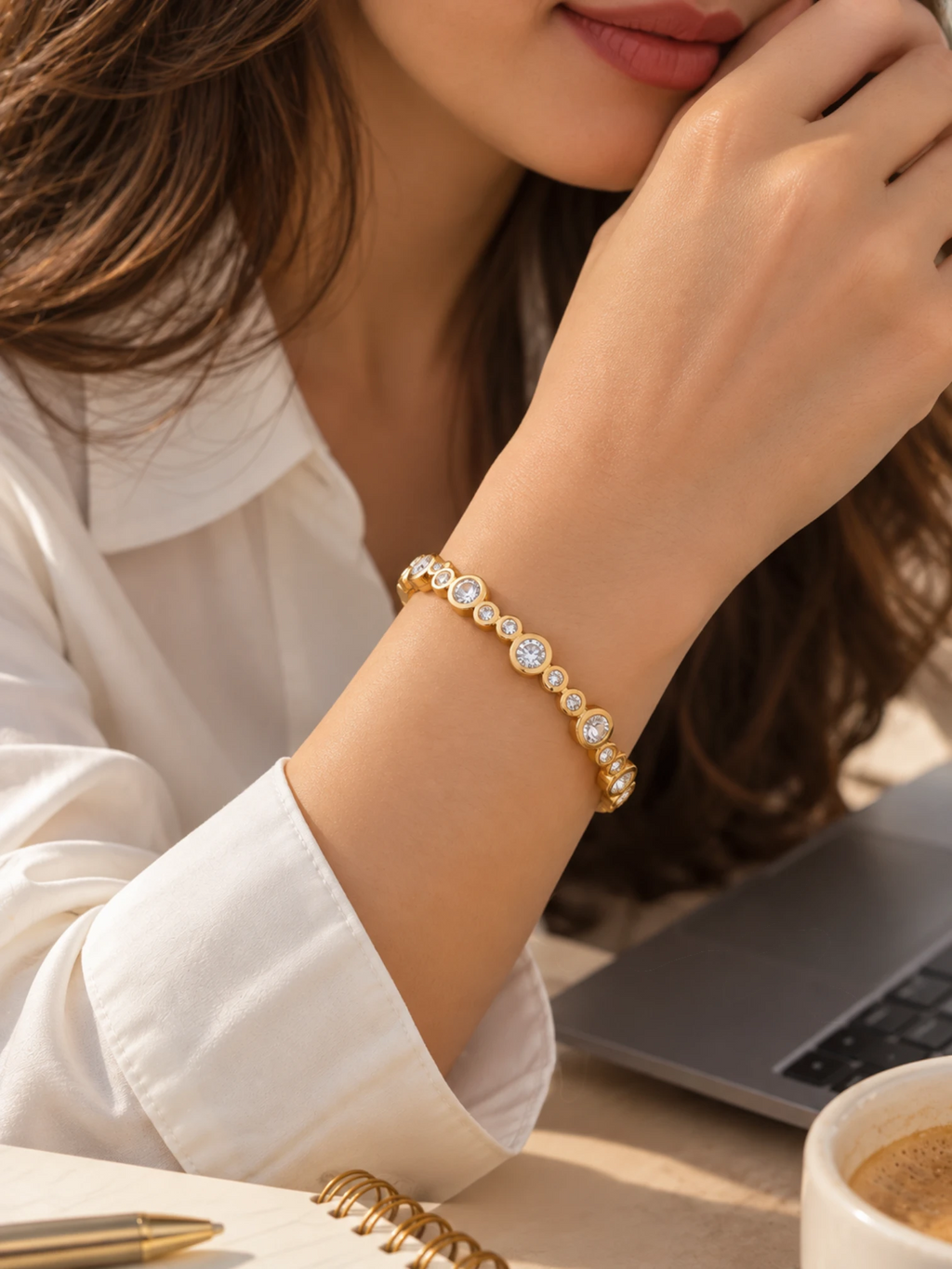 Geometric Crystal Gold Bracelet – 2.6 & 2.8