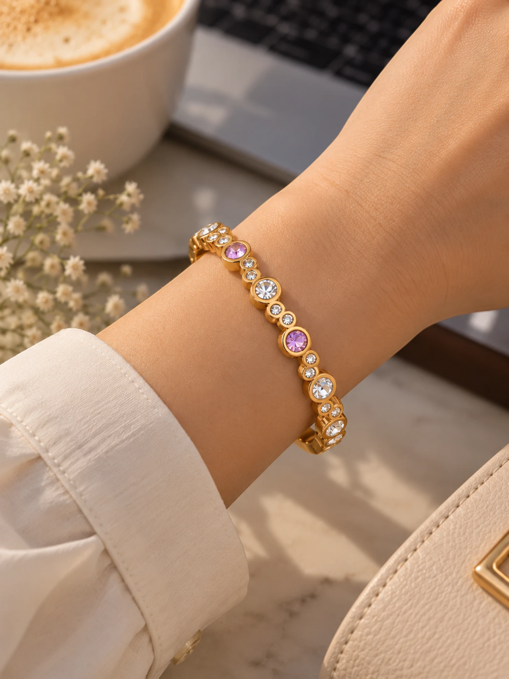 Royal Pink & Crystal Bracelet – 2.6 & 2.8